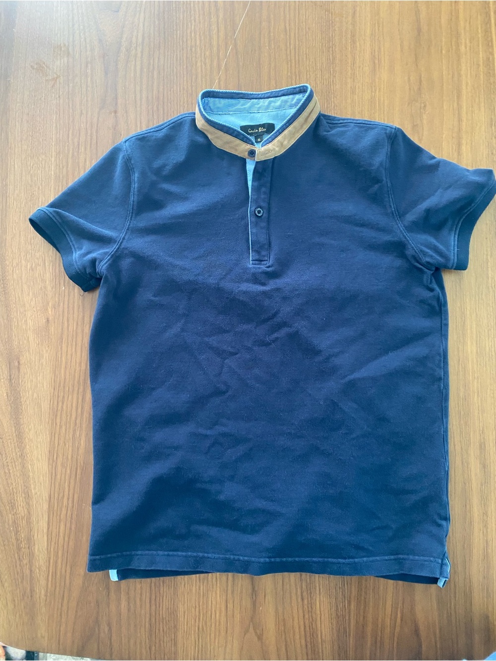 Men's Dark Blue/Navy Short-Sleeve Polo with Contrast Collar